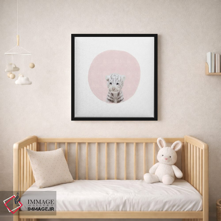 تابلو مدرن ببر سفید کوچک با رنگ صورتی اثر لیا استراتسما - D1B