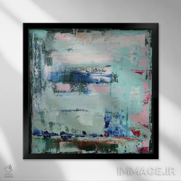 تابلو انتزاعی خیال پردازی در زمرد اثر شالیمار لگاسپی - نمای قابدار مشکی