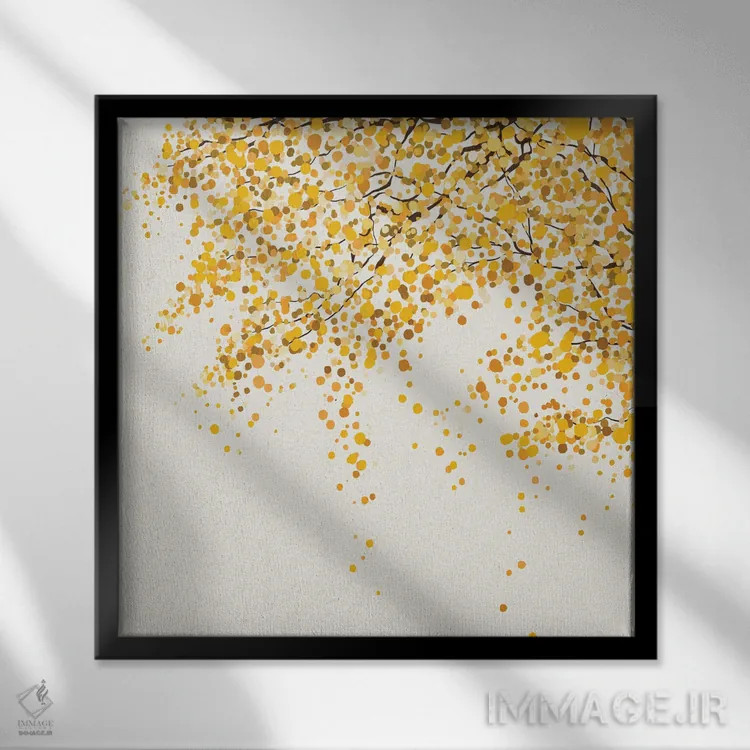 تابلو مینیمال برگ های پاییزی اثر لیا استراتسما - نمای قابدار مشکی