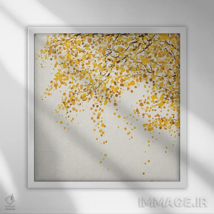 تابلو مینیمال برگ های پاییزی اثر لیا استراتسما - نمای قابدار سفید