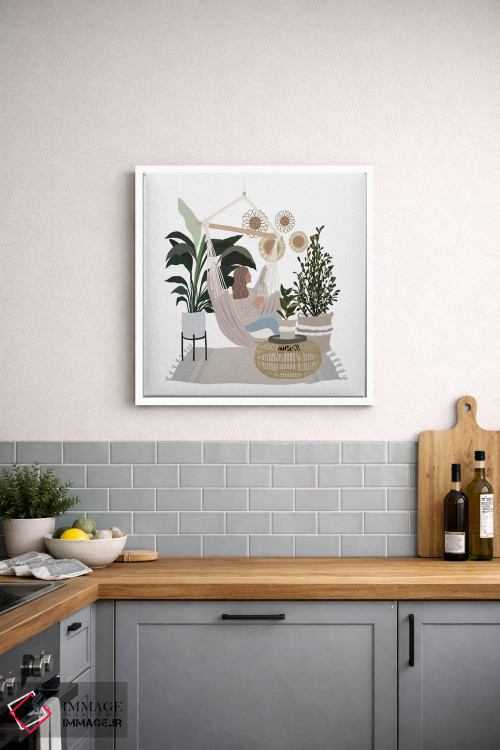 تابلو دکوراتیو خانم گیاه دوست اثر لیا استراتسما - D3W