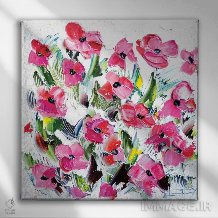 تابلو دکوراتیو گلی اثر لیزا الی - نمای روبهرو روی دیوار