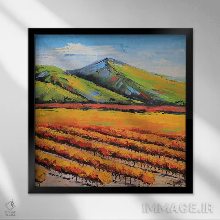 تابلو دکوراتیو باغ انگور ناپا اثر لیزا الی - نمای قابدار مشکی