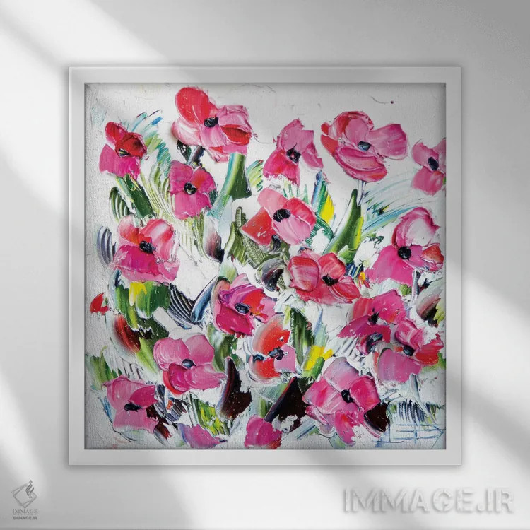 تابلو دکوراتیو گلی اثر لیزا الی - نمای قابدار سفید