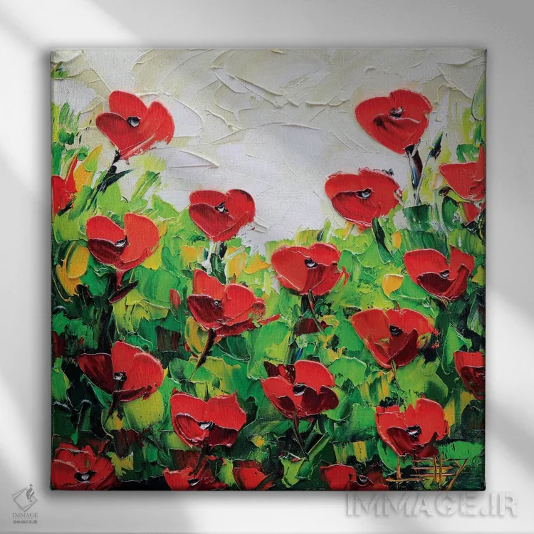 تابلو دکوراتیو شقایق I اثر لیزا الی - نمای روبهرو روی دیوار