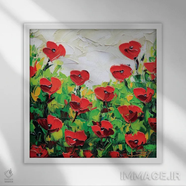 تابلو دکوراتیو شقایق I اثر لیزا الی - نمای قابدار سفید