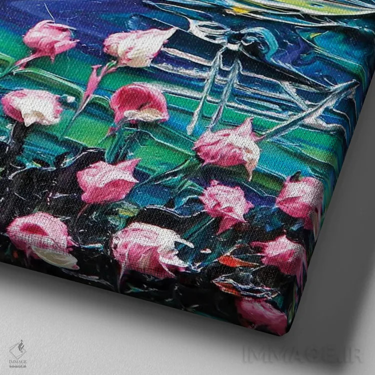 تابلو دکوراتیو زمانی در مانتری اثر لیزا الی - نمای نزدیک بافت بوم