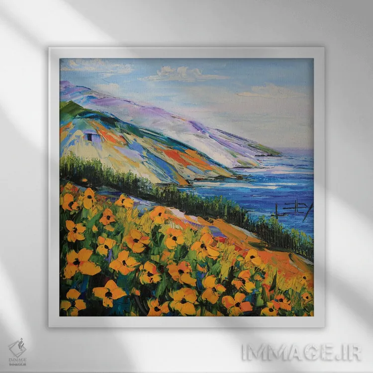تابلو دکوراتیو به سوی جنوب، بیگ سور اثر لیزا الی - نمای قابدار سفید