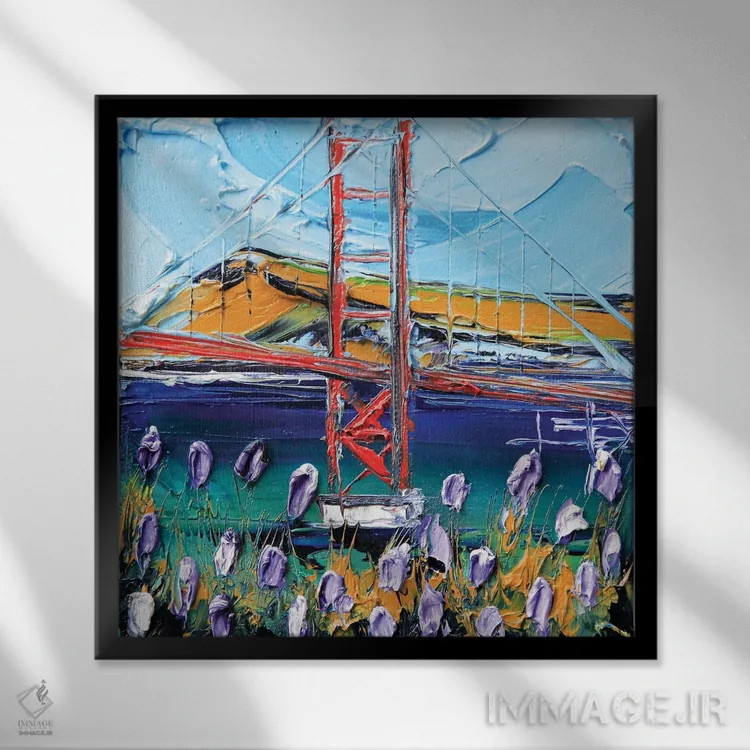 تابلو دکوراتیو به سوی پل گلدن گیت اثر لیزا الی - نمای قابدار مشکی