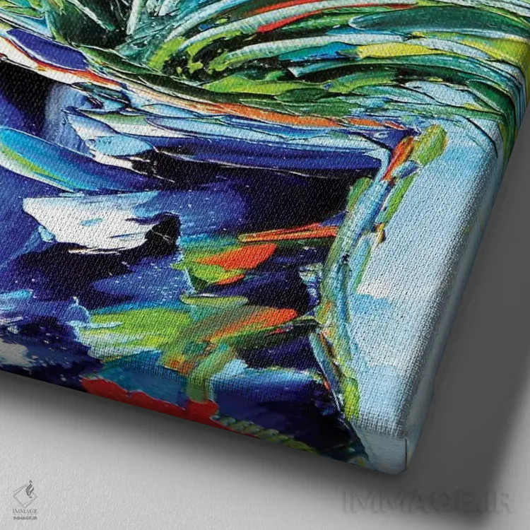 تابلو دکوراتیو لاله ها اثر لیزا الی - نمای نزدیک بافت بوم