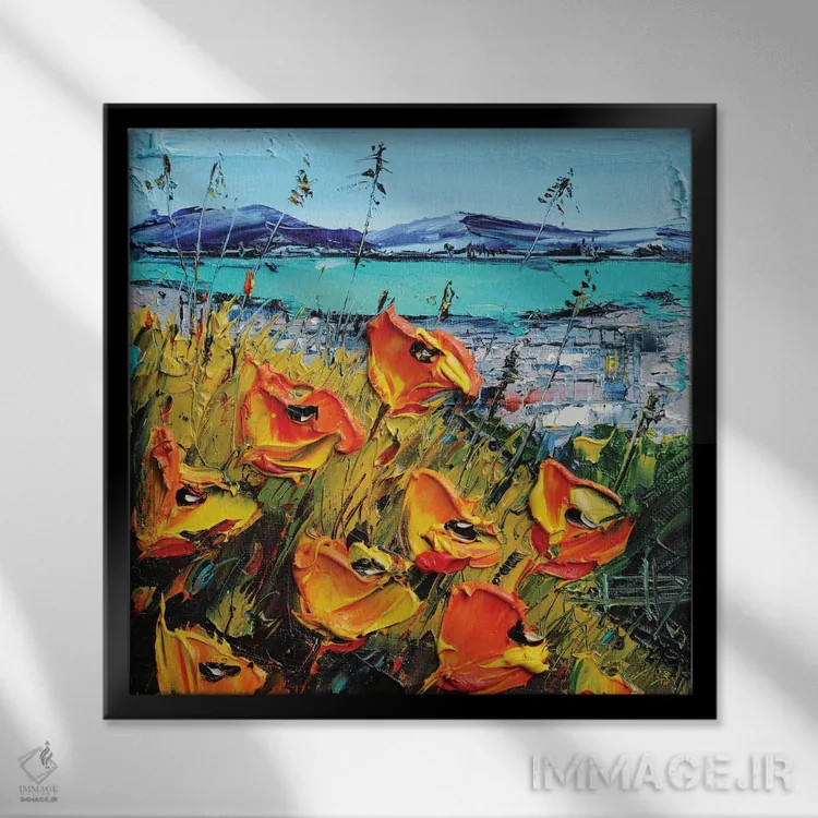 تابلو انتزاعی منظره ای از سان فرانسیسکو II اثر لیزا الی - نمای قابدار مشکی