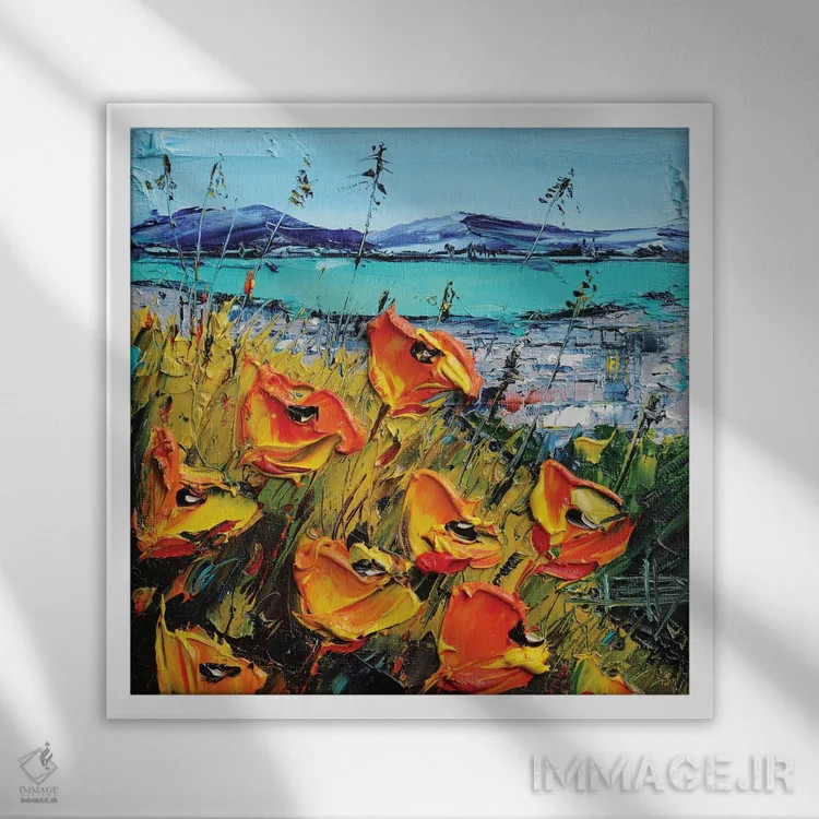 تابلو انتزاعی منظره ای از سان فرانسیسکو II اثر لیزا الی - نمای قابدار سفید