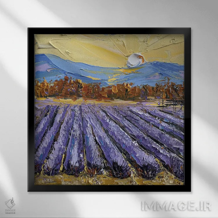 تابلو دکوراتیو اسطوخودوس در دره ناپا اثر لیزا الی - نمای قابدار مشکی