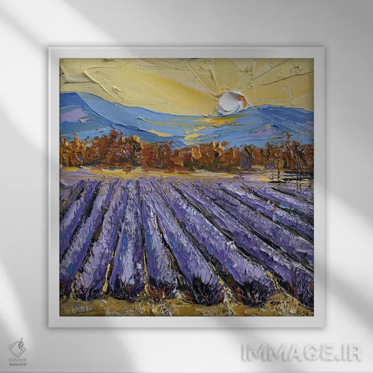 تابلو دکوراتیو اسطوخودوس در دره ناپا اثر لیزا الی - نمای قابدار سفید