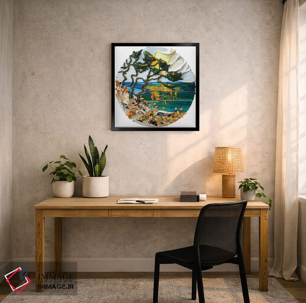 تابلو دکوراتیو آفتاب درخت سرو اثر لیزا الی - D6B