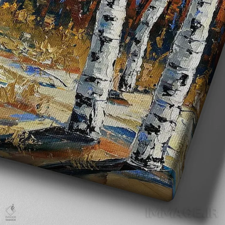 تابلو دکوراتیو میان پرده اثر لیزا الی - نمای نزدیک بافت بوم
