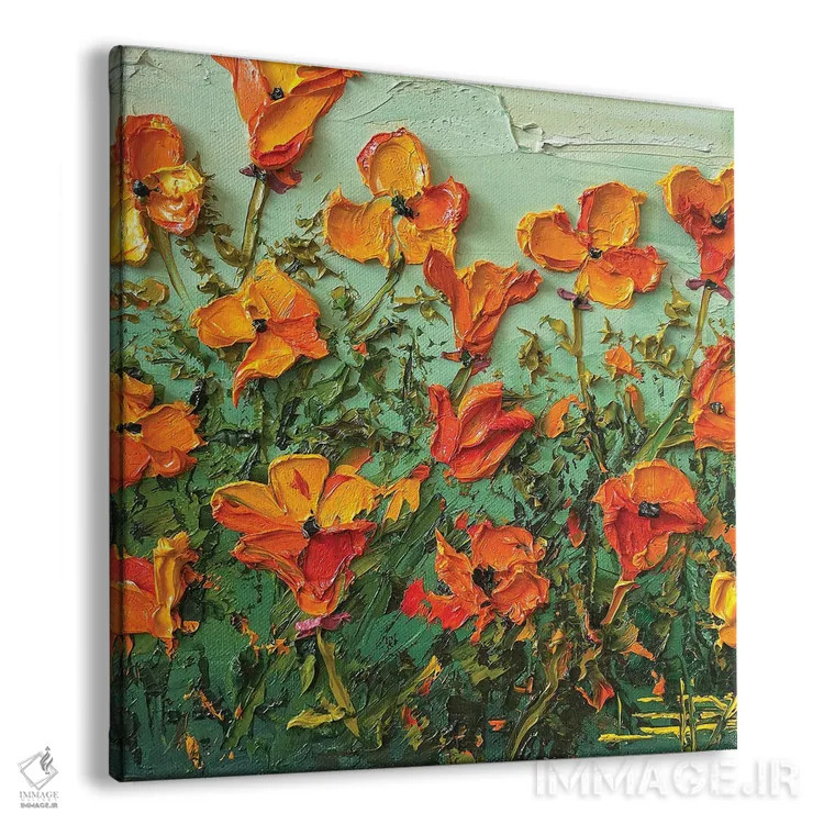 تابلو دکوراتیو شکوفه های شقایق اثر لیزا الی - نمای پرسپکتیو محصول