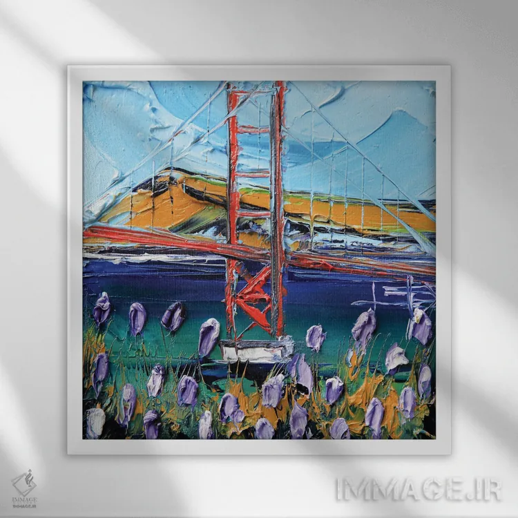 تابلو دکوراتیو به سوی گلدن گیت اثر لیزا الی - نمای قابدار سفید