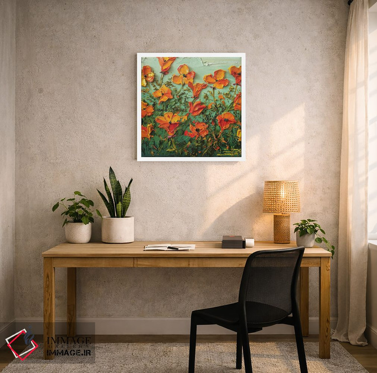 تابلو دکوراتیو شکوفه های شقایق اثر لیزا الی - D5W