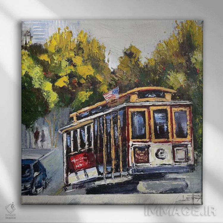 تابلو دکوراتیو یک عصر در سان فرانسیسکو اثر لیزا الی - نمای روبهرو روی دیوار