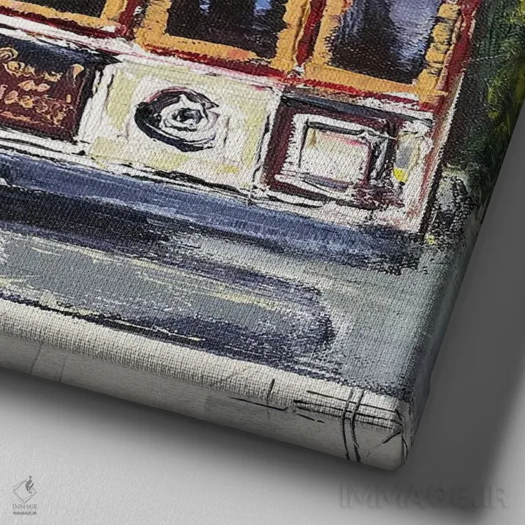 تابلو دکوراتیو یک عصر در سان فرانسیسکو اثر لیزا الی - نمای نزدیک بافت بوم