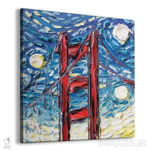 تابلو دکوراتیو شب پرستاره در پل گلدن گیت اثر لیزا الی - نمای پرسپکتیو محصول