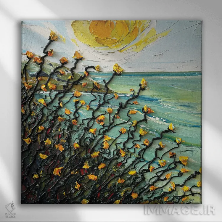 تابلو دکوراتیو خورشید بهشتی اثر لیزا الی - نمای روبهرو روی دیوار