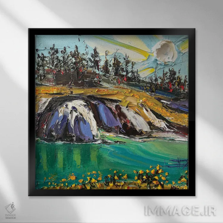 تابلو دکوراتیو چشم انداز ون گوگ اثر لیزا الی - نمای قابدار مشکی
