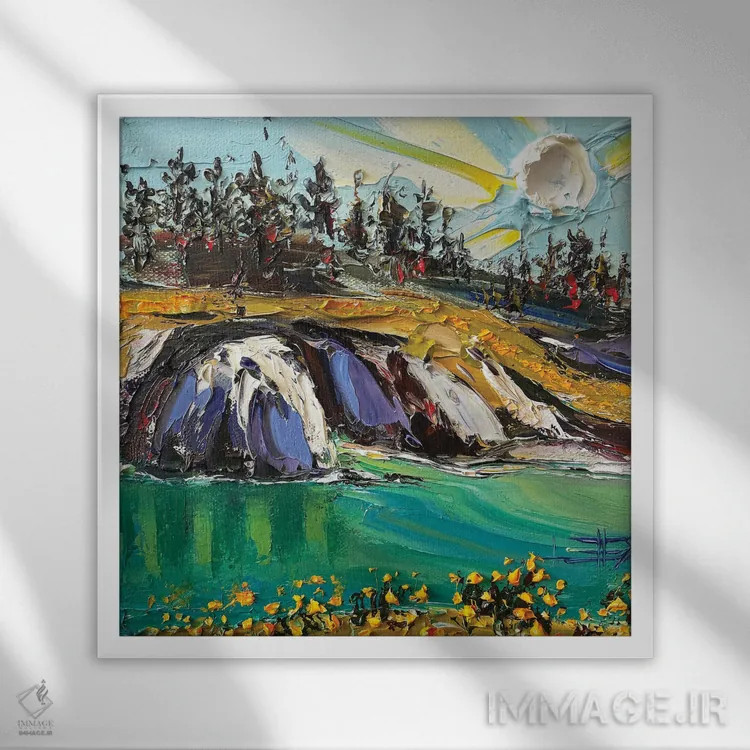 تابلو دکوراتیو چشم انداز ون گوگ اثر لیزا الی - نمای قابدار سفید