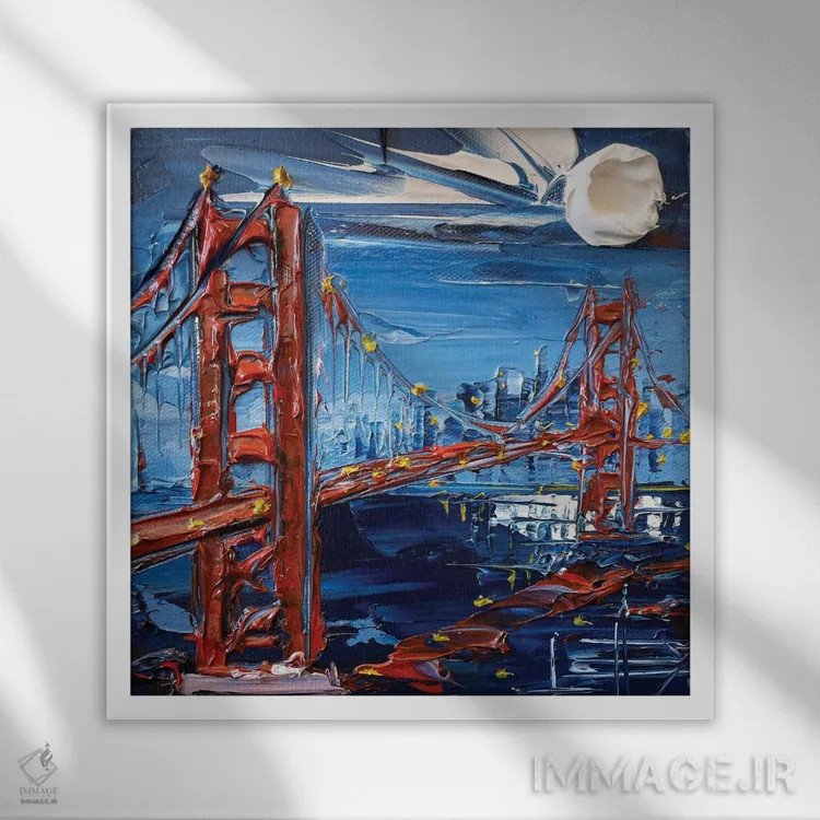 تابلو دکوراتیو غروب سان فرانسیسکو اثر لیزا الی - نمای قابدار سفید