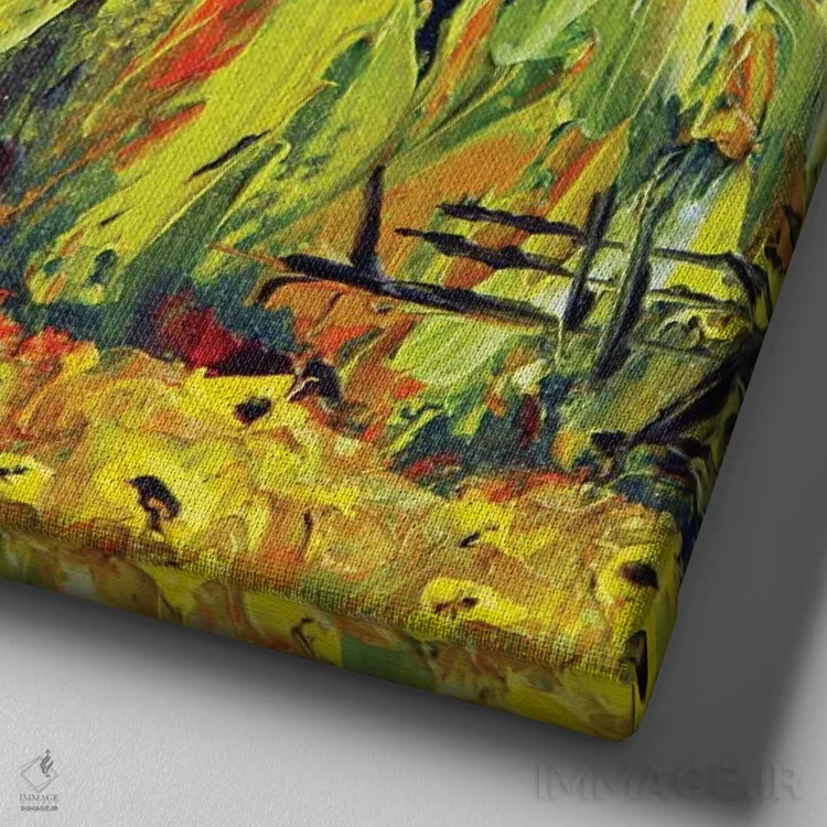 تابلو دکوراتیو باغ تاک ساکسوم پاسو روبلز با شقایق های کالیفرنیا اثر لیزا الی - نمای نزدیک بافت بوم