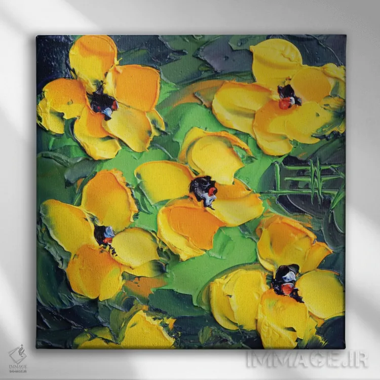 تابلو دکوراتیو شقایق های کالیفرنیا اثر لیزا الی - نمای روبهرو روی دیوار