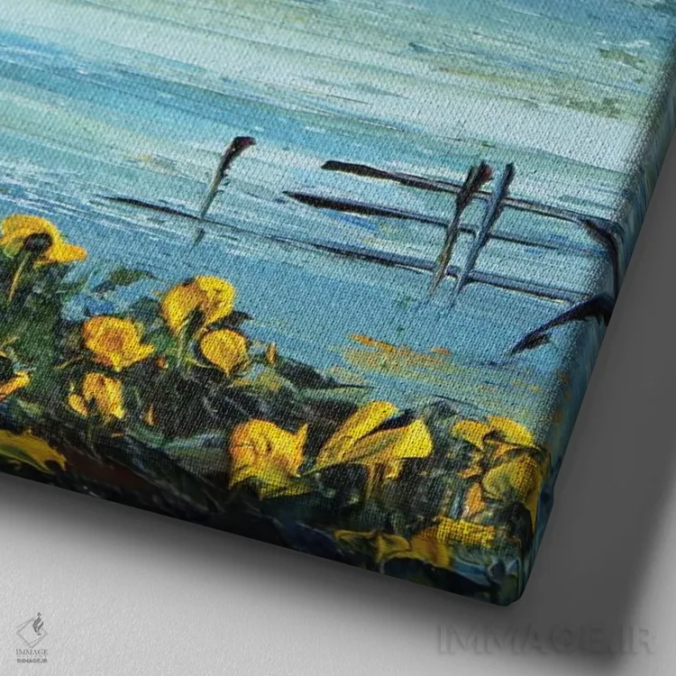 تابلو دکوراتیو آن سوی خلیج مونتری اثر لیزا الی - نمای نزدیک بافت بوم