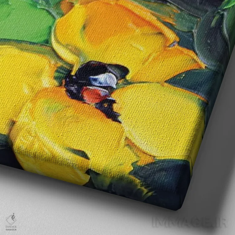 تابلو دکوراتیو شقایق های کالیفرنیا اثر لیزا الی - نمای نزدیک بافت بوم