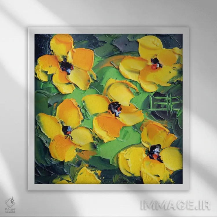 تابلو دکوراتیو شقایق های کالیفرنیا اثر لیزا الی - نمای قابدار سفید