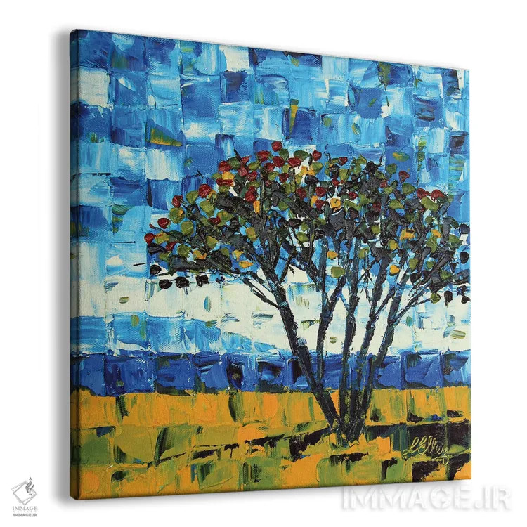 تابلو انتزاعی درخت پوهوکاکاوا نیوزیلند اثر لیزا الی - نمای پرسپکتیو محصول