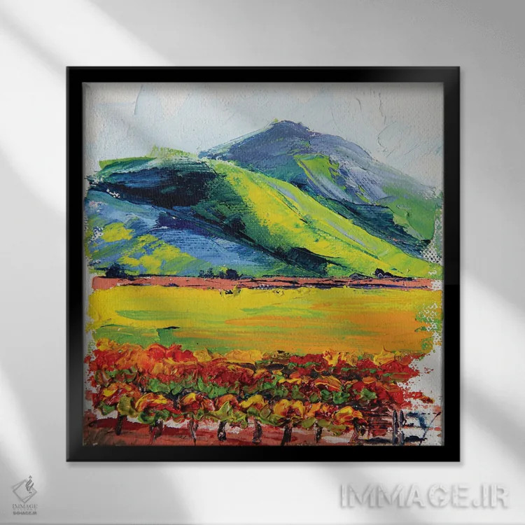 تابلو دکوراتیو تپه های دره ناپا اثر لیزا الی - نمای قابدار مشکی