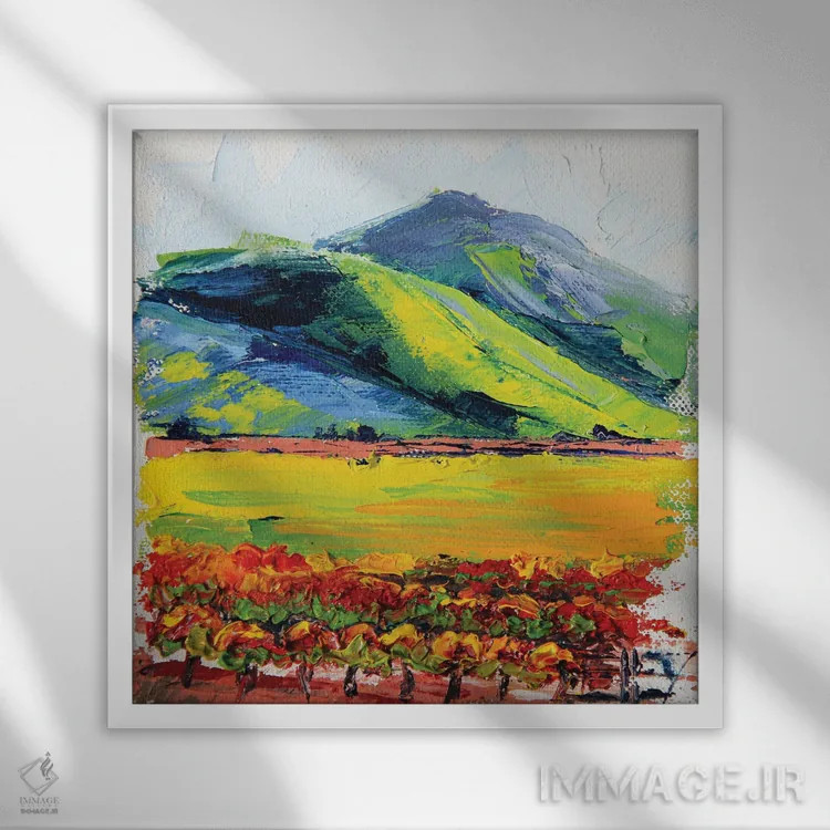 تابلو دکوراتیو تپه های دره ناپا اثر لیزا الی - نمای قابدار سفید