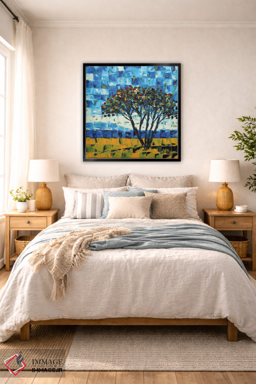 تابلو انتزاعی درخت پوهوکاکاوا نیوزیلند اثر لیزا الی - D5B