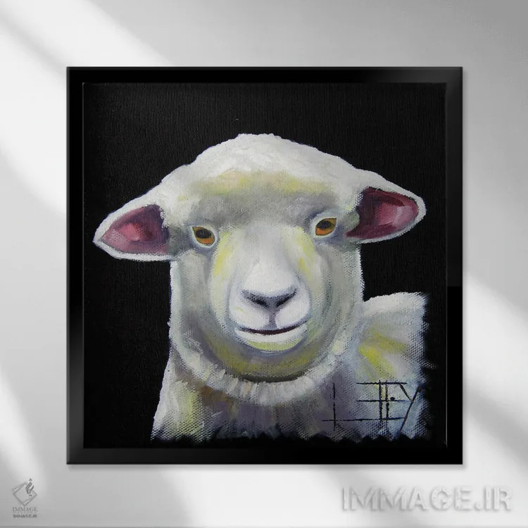 تابلو دکوراتیو بره نیوزیلند اثر لیزا الی - نمای قابدار مشکی