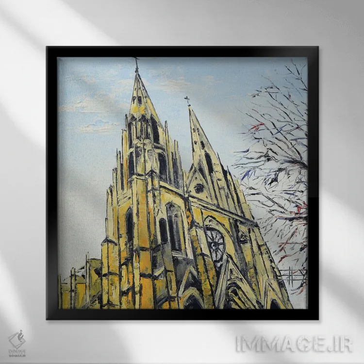 تابلو دکوراتیو کلیسا در بارسلونا اثر لیزا الی - نمای قابدار مشکی