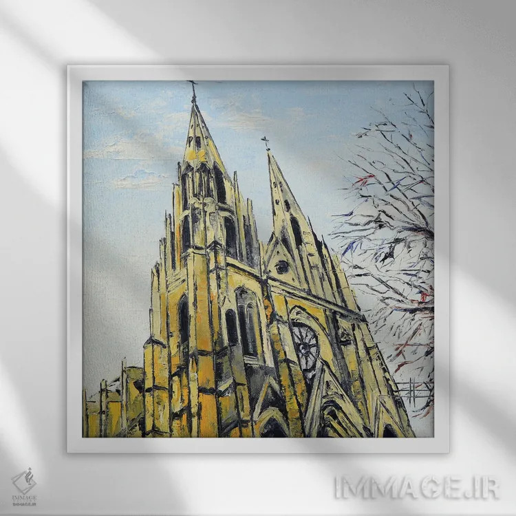 تابلو دکوراتیو کلیسا در بارسلونا اثر لیزا الی - نمای قابدار سفید