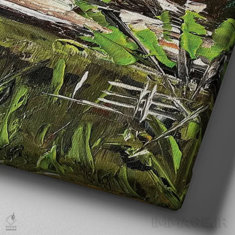 تابلو دکوراتیو درختان سکویا غول پیکر کالیفرنیا اثر لیزا الی - نمای نزدیک بافت بوم