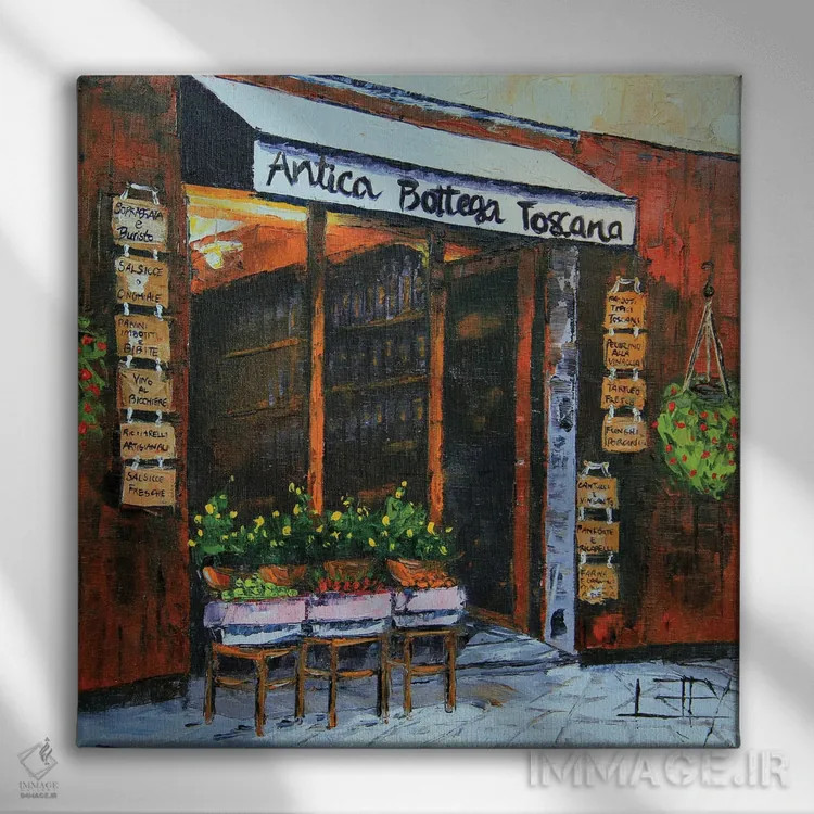 تابلو دکوراتیو کافه آنتیکا بوتگا اثر لیزا الی - نمای روبهرو روی دیوار