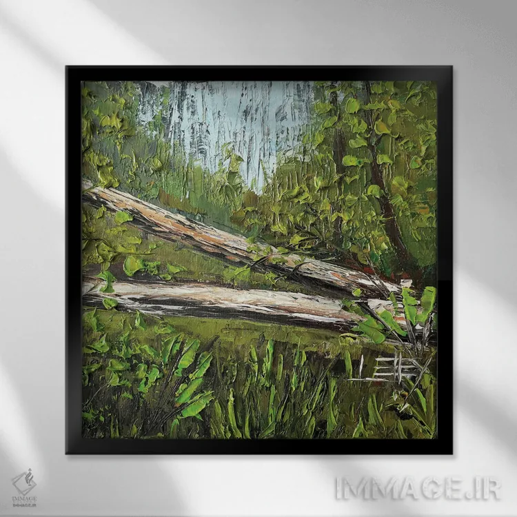 تابلو دکوراتیو درختان سکویا غول پیکر کالیفرنیا اثر لیزا الی - نمای قابدار مشکی