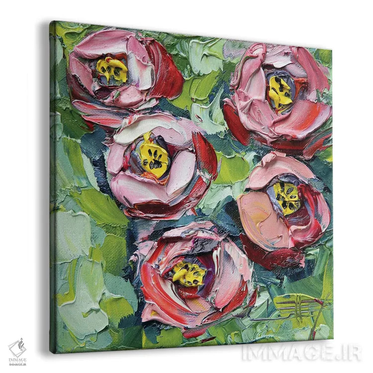 تابلو دکوراتیو گل صدتومانی اثر لیزا الی - نمای پرسپکتیو محصول