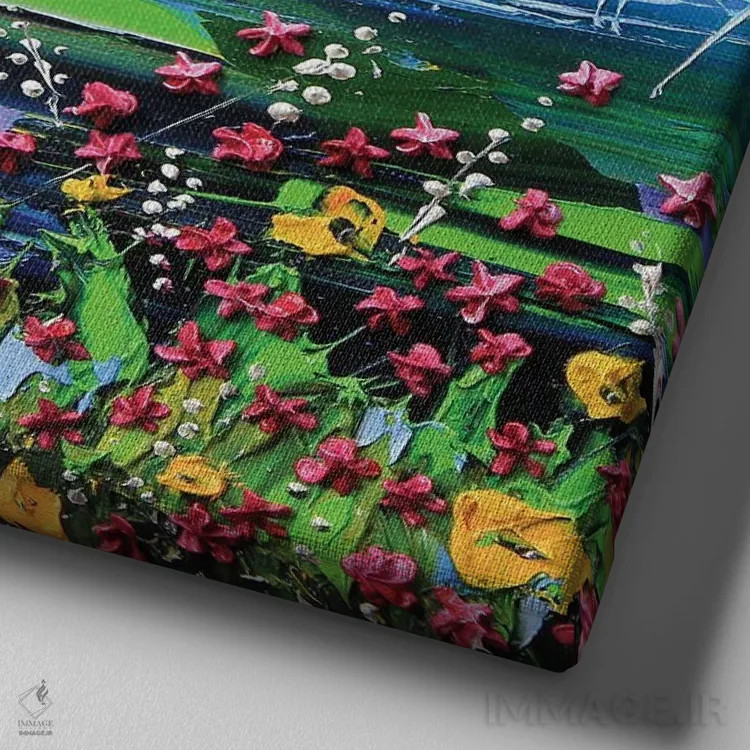 تابلو دکوراتیو یک روز در ساحل اثر لیزا الی - نمای نزدیک بافت بوم