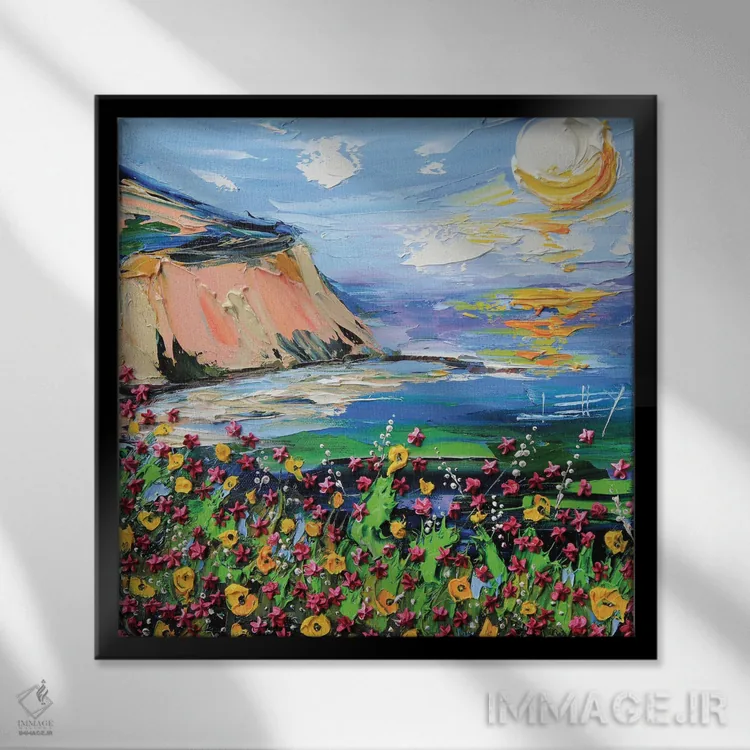 تابلو دکوراتیو یک روز در ساحل اثر لیزا الی - نمای قابدار مشکی
