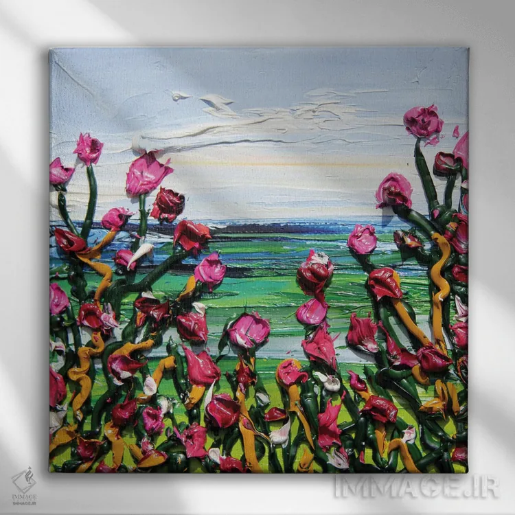 تابلو دکوراتیو گل های ساحلی در مانتری اثر لیزا الی - نمای روبهرو روی دیوار