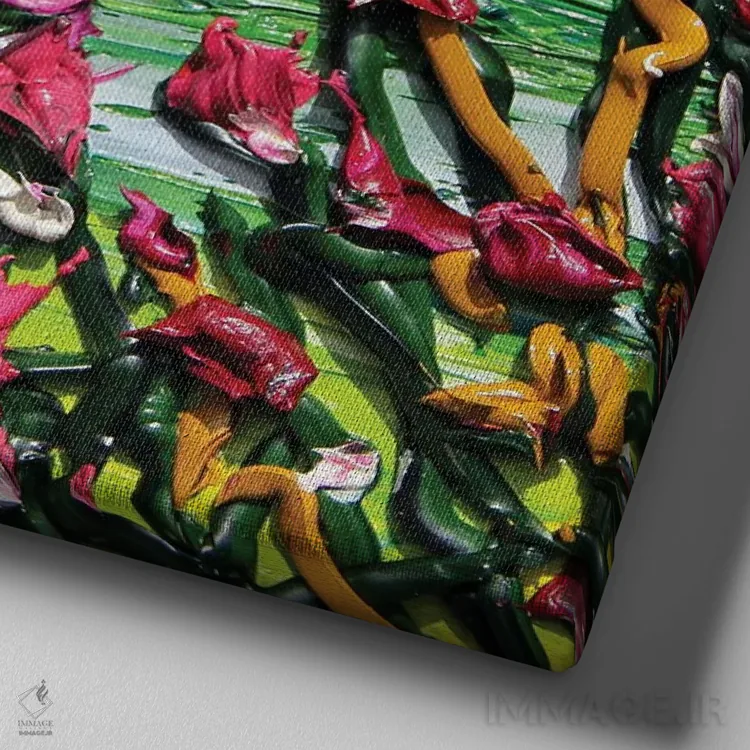 تابلو دکوراتیو گل های ساحلی در مانتری اثر لیزا الی - نمای نزدیک بافت بوم